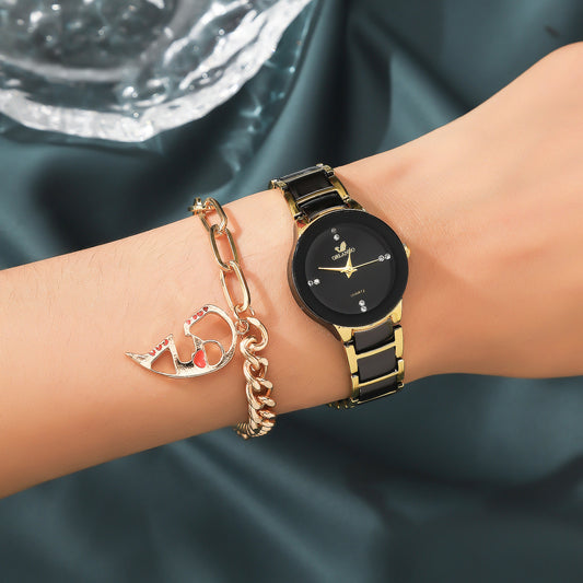 New Fashion Couple Watch Simple All-Match Heart Bracelet Set