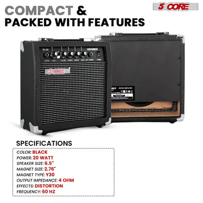 Buy 5 Core 20W Electric Guitar Amp Portable Mini Practice Amplifier