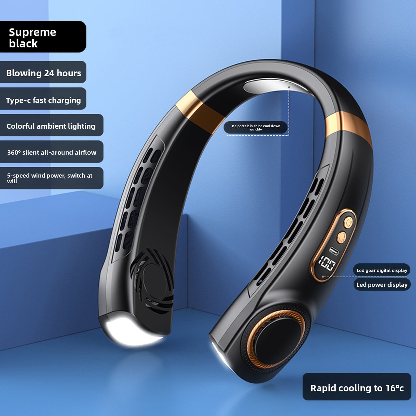 Portable Bladeless Neck Fan with USB Charging and Airflow