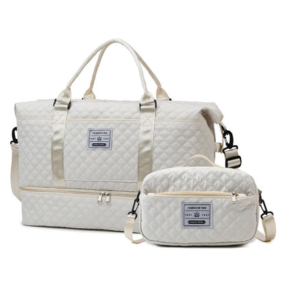 Large Capacity Quilted Embroidered Crossbody Travel Bag