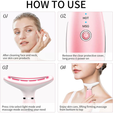 Pink Facial and Neck Massager Beauty Device for Anti-Aging