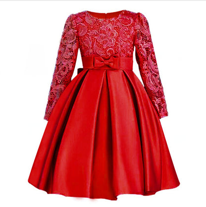 Carisa Europe America Autumn Winter Girls Dress Lace Costume