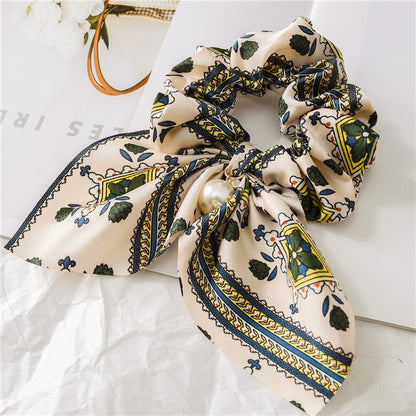 Pearl Pendant Large Hair Band – Knotted Big Bow Hair Rope