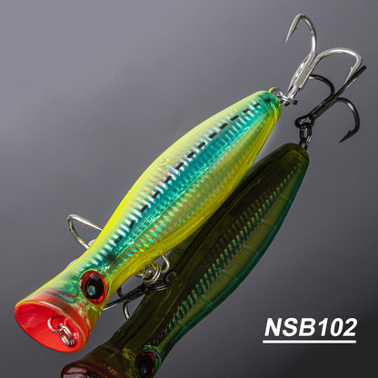 Topwater Popper Fishing Lure – Floating Surface Bait with Treble Hooks