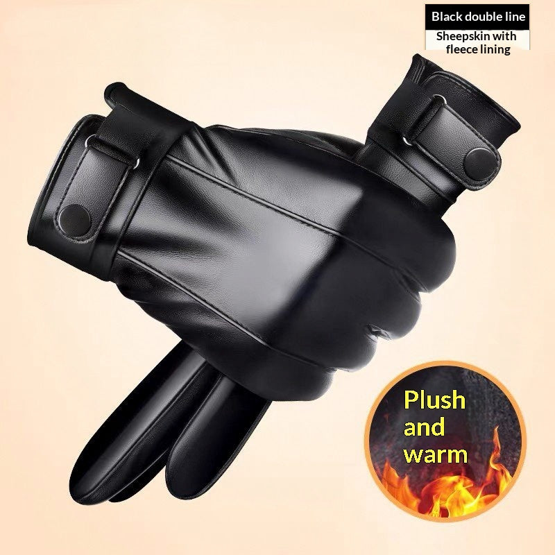 Warm Genuine Leather Gloves & Fleece Lining Waterproof Cozy