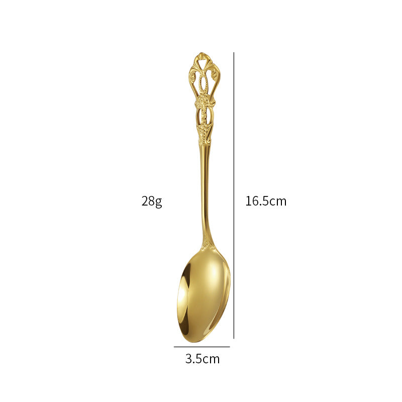 Gold Plated Stainless Steel Spoon Western Dinnerware Set