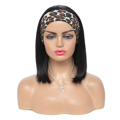 Straight Bob Headband Wig – Natural Human Hair for Daily Wear