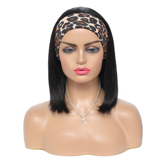 Straight Bob Headband Wig – Natural Human Hair for Daily Wear