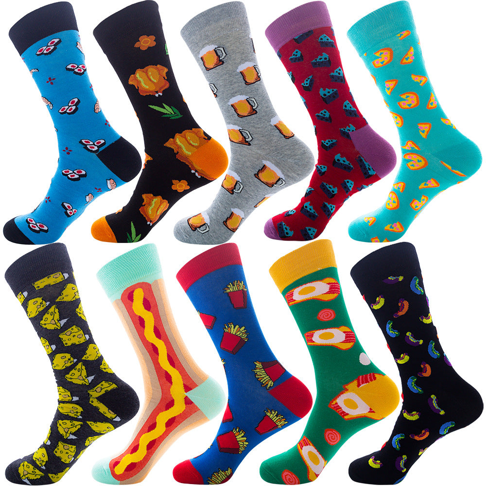 Men’s Autumn Diamond Patterned Socks Christmas Fruit Patterns