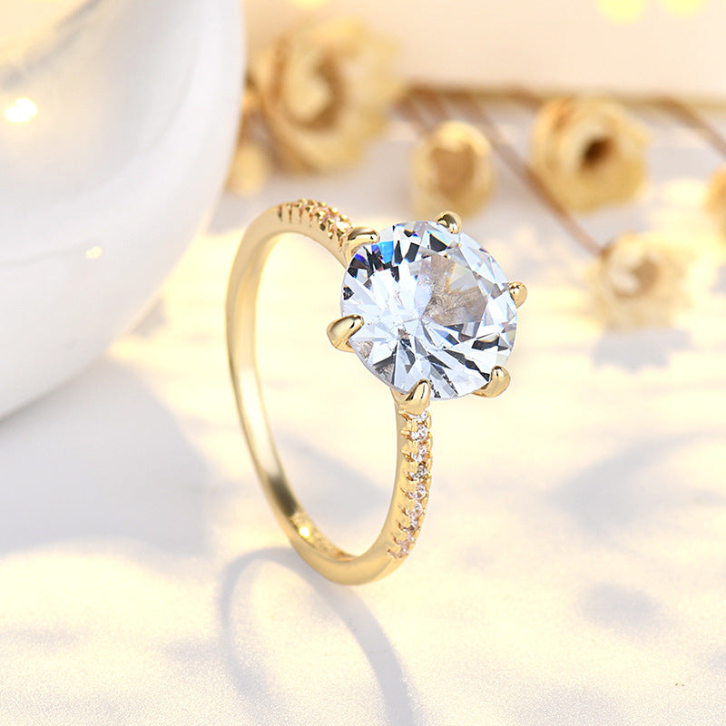 Buy Trendy Geometric Six-Prong Diamond Ring Elegant Design