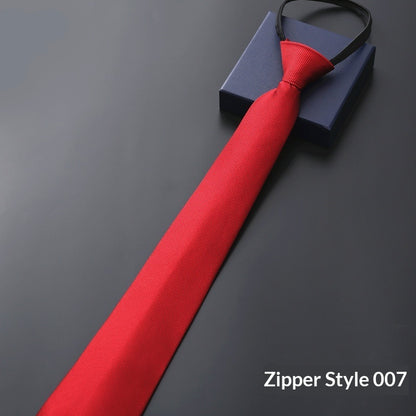 Mens Business Formal Zipper Tie With Blue Stripes for Office