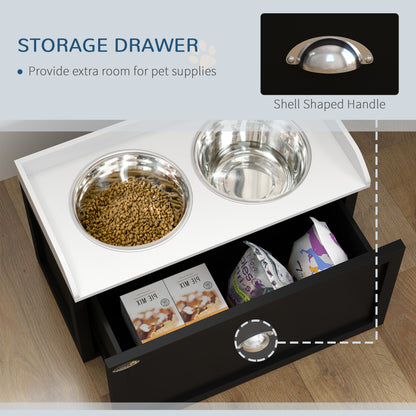 Elevated Dog Feeding Station with Storage – Double Bowl Set