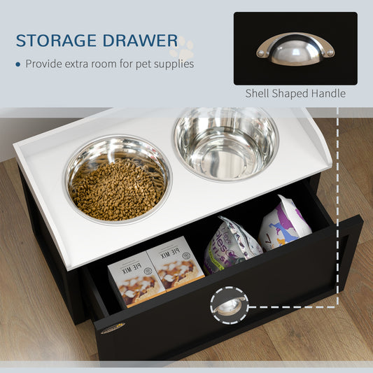 Elevated Dog Feeding Station with Storage – Double Bowl Set