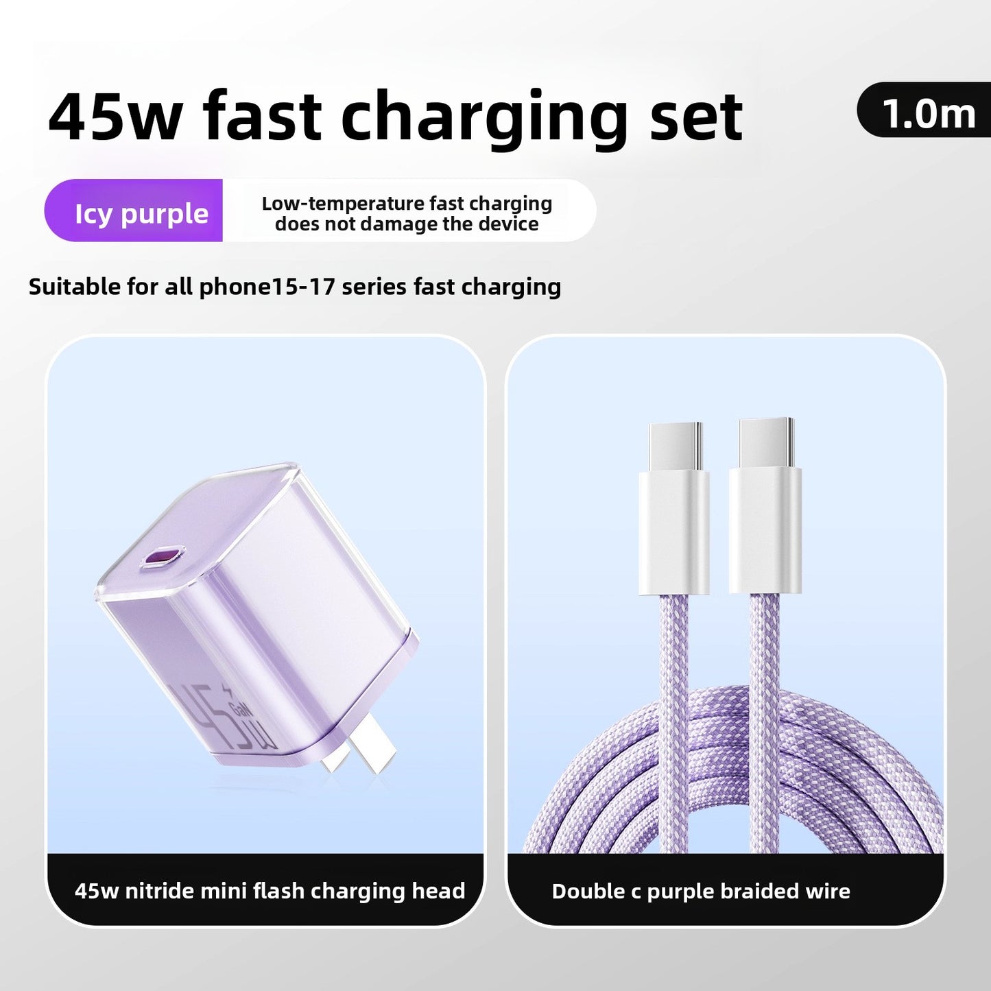 45W PD Fast Charger with Data Cable for iPhone