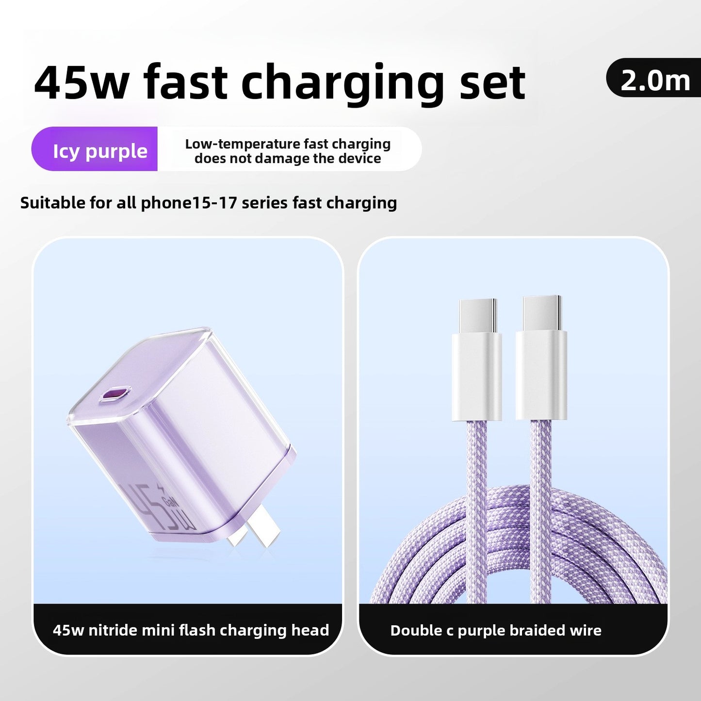 45W PD Fast Charger with Data Cable for iPhone