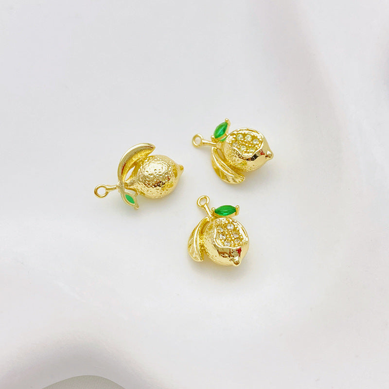 14K Gold Plated Zircon Studded Fruit Pendant Fashion Jewelry