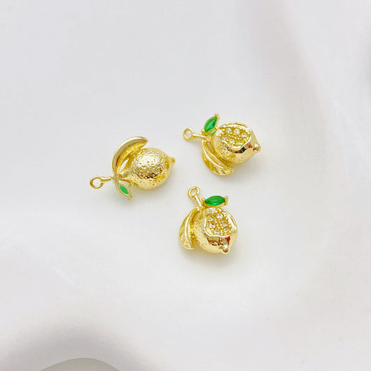 14K Gold Plated Zircon Studded Fruit Pendant Fashion Jewelry