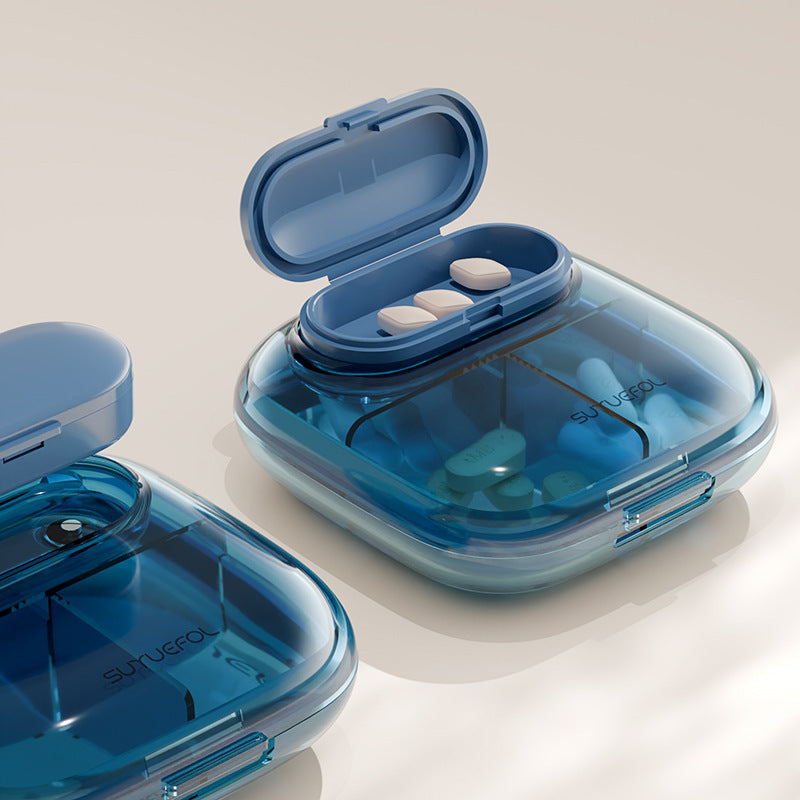 Portable Daily Pill Organizer with Secure Lid Storage