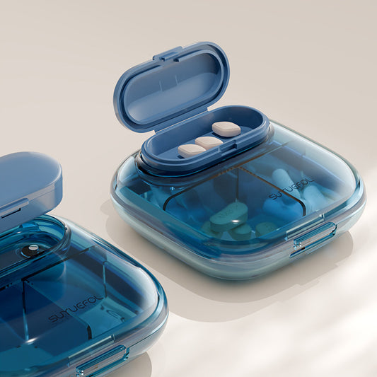 Portable Daily Pill Organizer with Secure Lid Storage