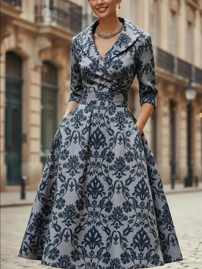 Elegant Formal French-Style Waist-Cinched Dress for Women