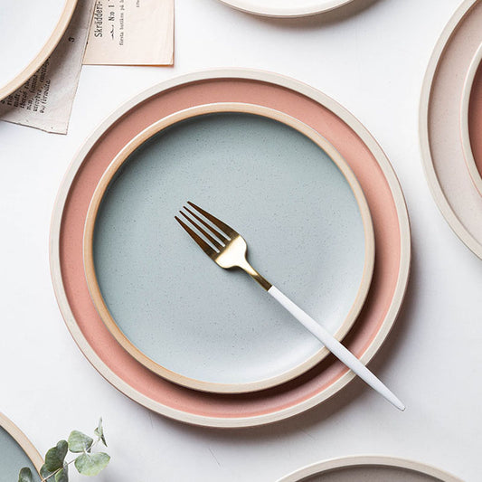 Matte Ceramic Plate Pure Color for Modern Tableware Decor