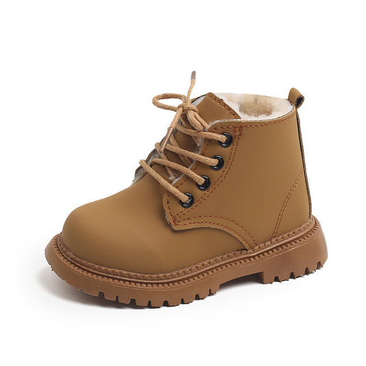 Big Cotton Boys' Martin Boots with Side Zipper Winter Warm