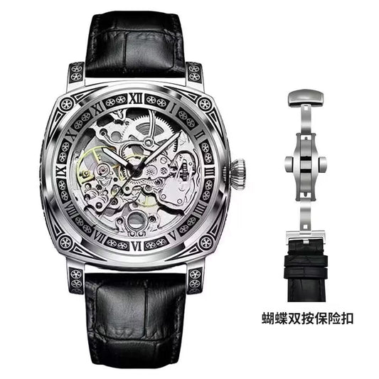 Relief-cut Hollowed-out Fully Automatic Mechanical Watch For Men