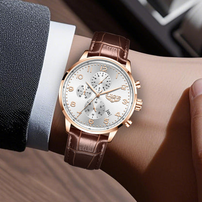 Multifunctional Calendar Leather Belt Men’s Mechanical Watch