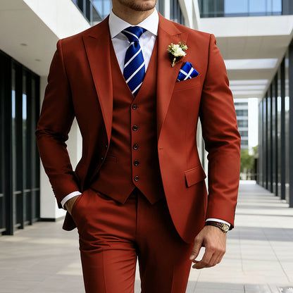 Men’s Three-Piece Solid-Color Suit – Stylish & Sophisticated.