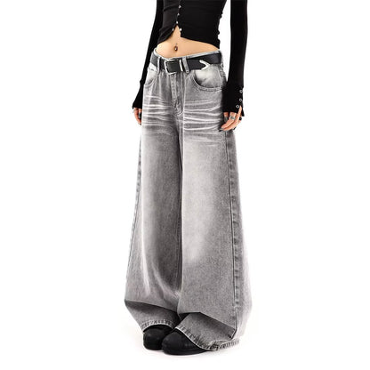 Buy Women’s Embroidered High Waist Wide Leg Vintage Denim Jeans