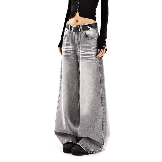 Buy Women’s Embroidered High Waist Wide Leg Vintage Denim Jeans