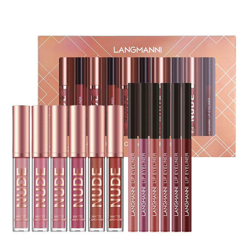 12-Piece Matte Lipstick and Lip Liner Set for Waterproof Wear