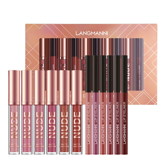 12-Piece Matte Lipstick and Lip Liner Set for Waterproof Wear