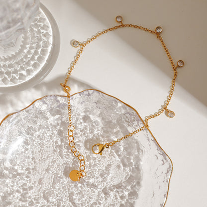 Stainless Steel All-match Zircon Anklet – Elegant Jewelry