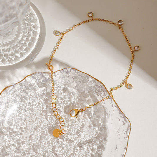 Stainless Steel All-match Zircon Anklet – Elegant Jewelry