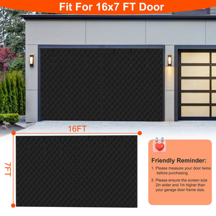 Magnetic Thermal Insulated Garage Door Curtain 16x7FT Two-Car