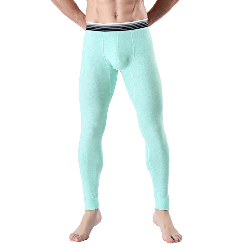 Men’s Cropped Long Johns Warm Cotton Belly Control Bottom Pants