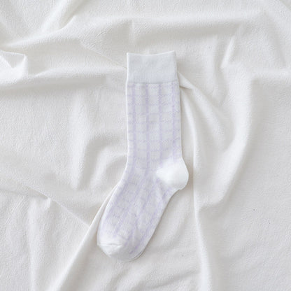 Stylish Purple Toned Women's Mid-Calf Socks Lightweight