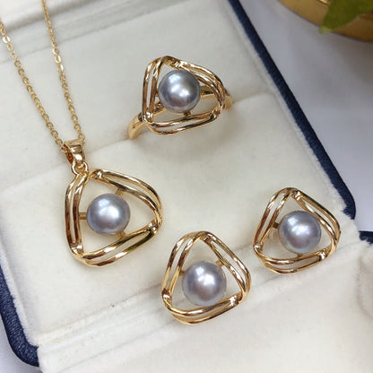 Simple and Exquisite Freshwater Pearl Necklace Jewelry Set