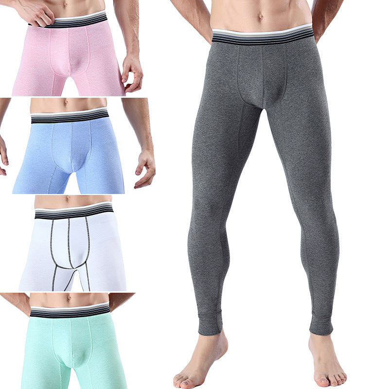 Men’s Cropped Long Johns Warm Cotton Belly Control Bottom Pants