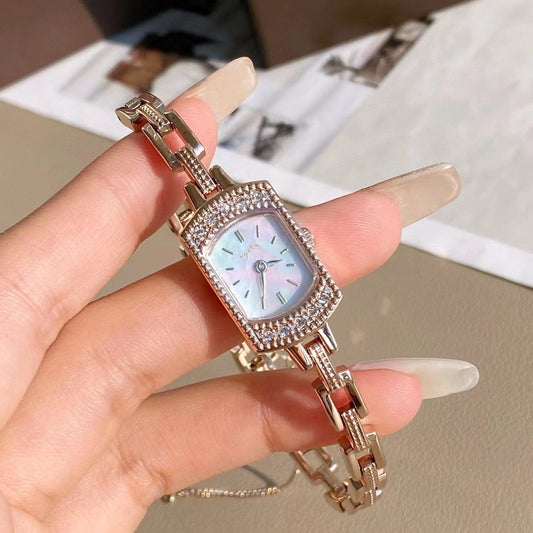 Vintage Square Watch for Women with Dainty Wheat Design
