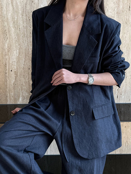 Sophisticated Tencel Linen Blazer and Pants Suit for Women