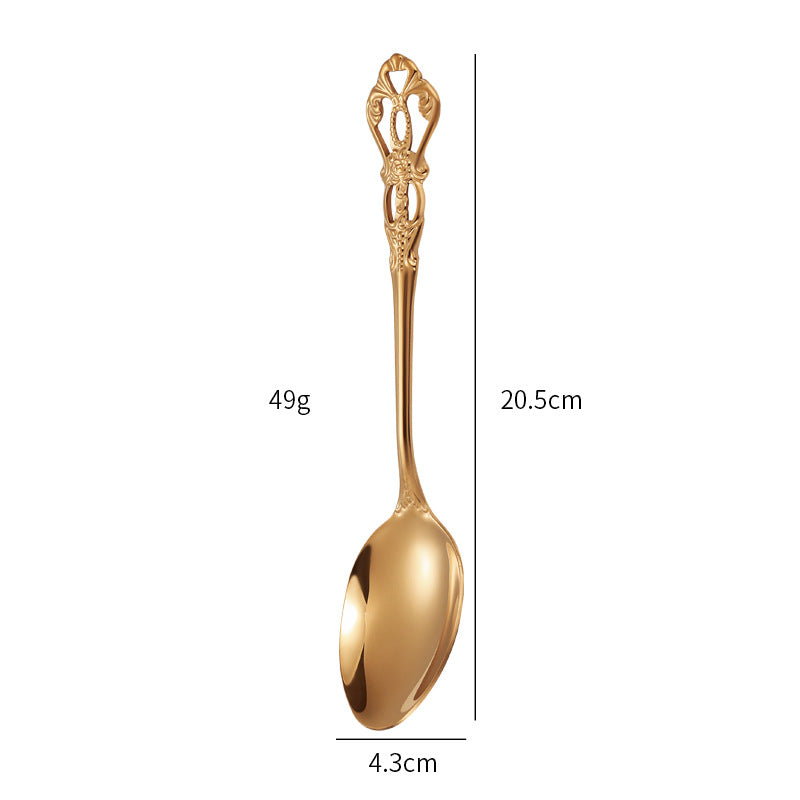 Gold Plated Stainless Steel Spoon Western Dinnerware Set