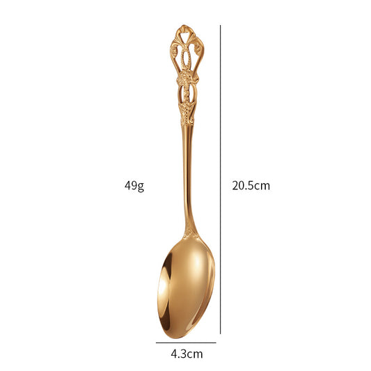 Gold Plated Stainless Steel Spoon Western Dinnerware Set