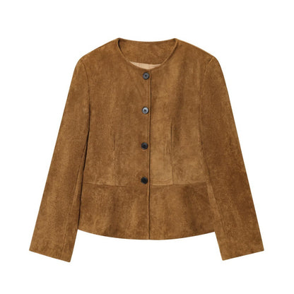 Buy Women’s Crew-Neck Long-Sleeve A-Line Hem Jacket Coat Online