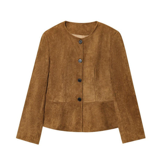 Buy Women’s Crew-Neck Long-Sleeve A-Line Hem Jacket Coat Online