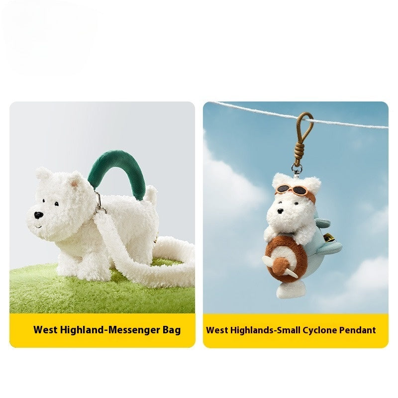 Cute West Highland Puppy Schnauzer Doll Bag Keychain Pendant