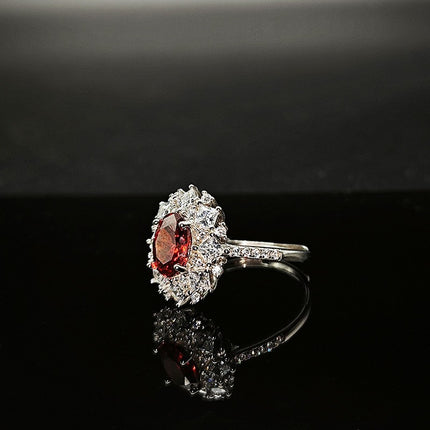 Buy S925 Silver Ring Adjustable Opening Red Zircon Stone