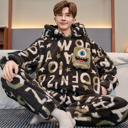Buy Mens Thickened Cartoon Plus Size Pajama Set Winter Wear