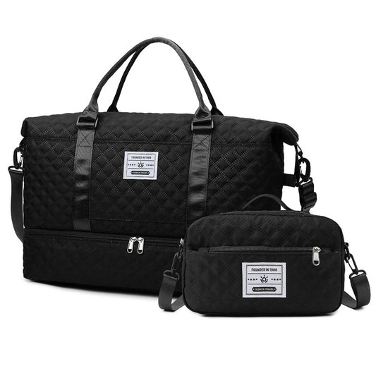 Large Capacity Quilted Embroidered Crossbody Travel Bag